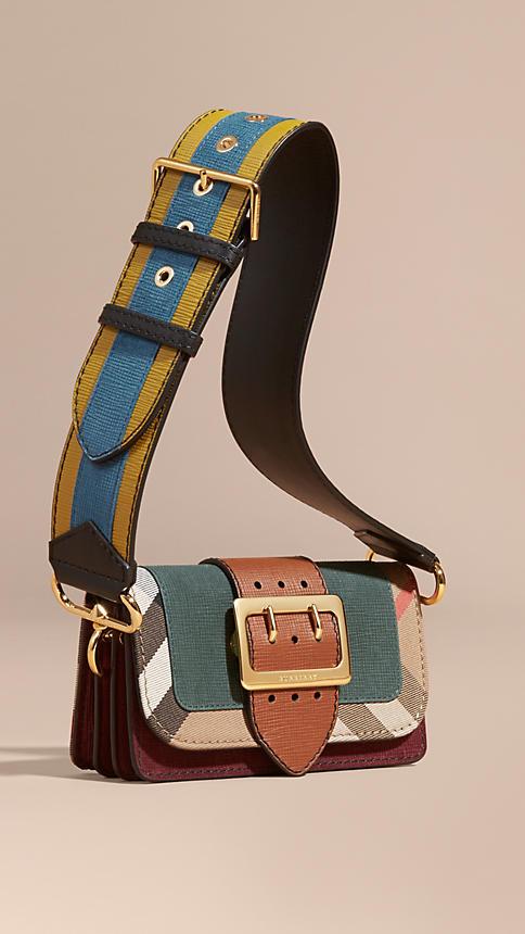 Burberry The Small Buckle Bag In Suede And House Check