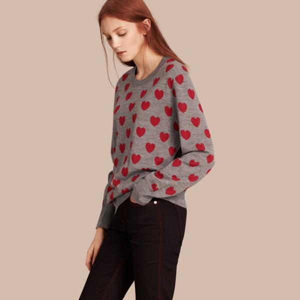 Burberry Heart Intarsia Merino Wool Sweater