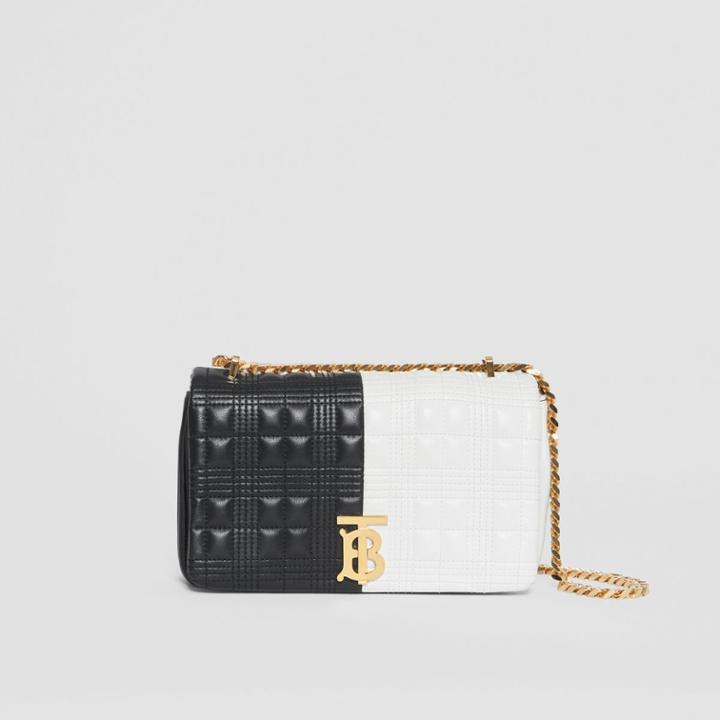Burberry Burberry Small Quilted Check Two-tone Lambskin Lola Bag, White