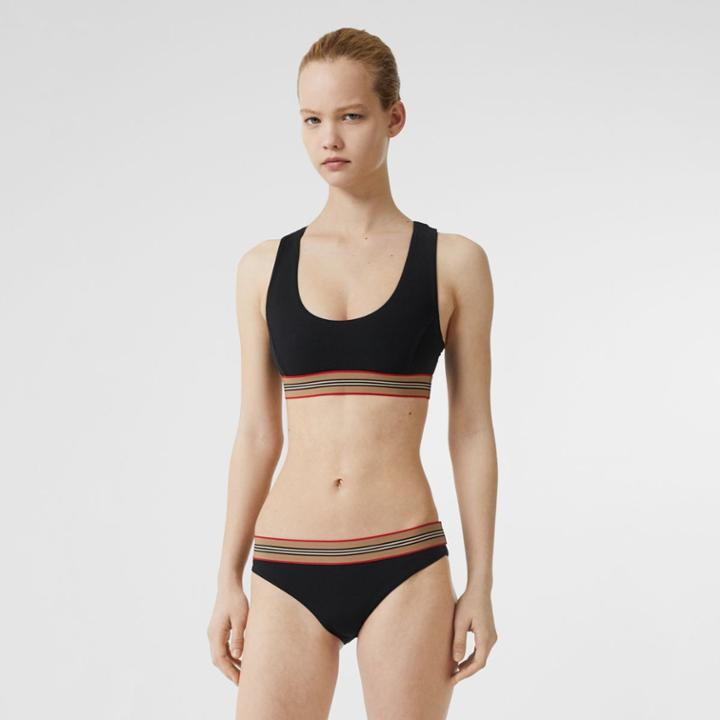 Burberry Burberry Icon Stripe Detail Bikini, Size: M, Black