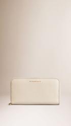 Burberry Burberry Patent London Leather Ziparound Wallet, Beige