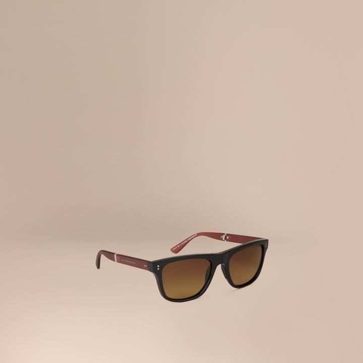 Burberry Burberry Folding Rectangular Frame Polarised Sunglasses, Black