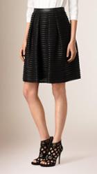 Burberry Leather And Silk A-line Skirt