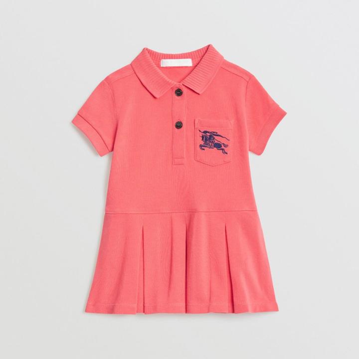 Burberry Burberry Childrens Ekd Logo Cotton Polo Dress, Size: 12m, Pink