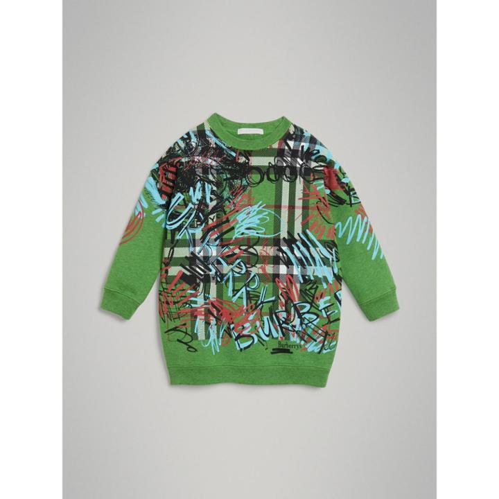 Burberry Burberry Graffiti Scribble Check Print Cotton Sweatshirt, Size: 6y