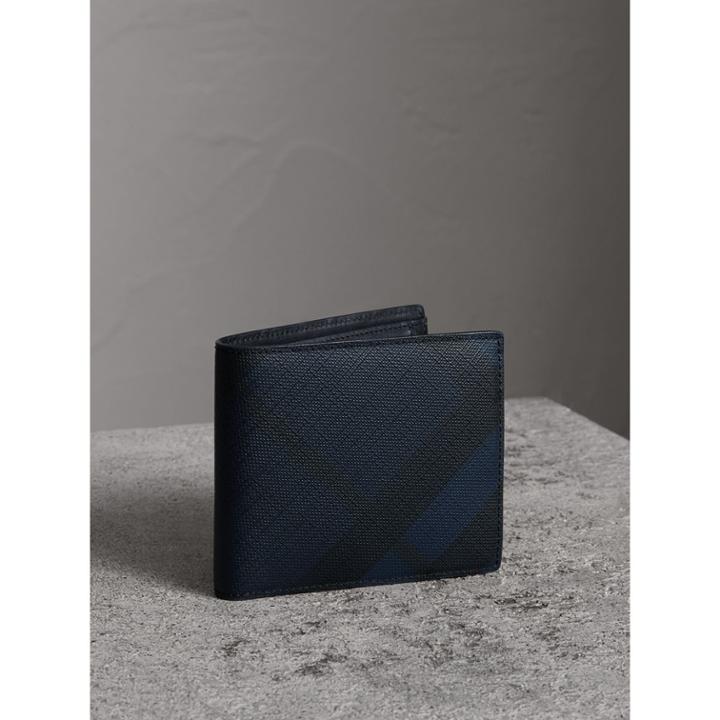 Burberry Burberry London Check International Bifold Coin Wallet, Blue