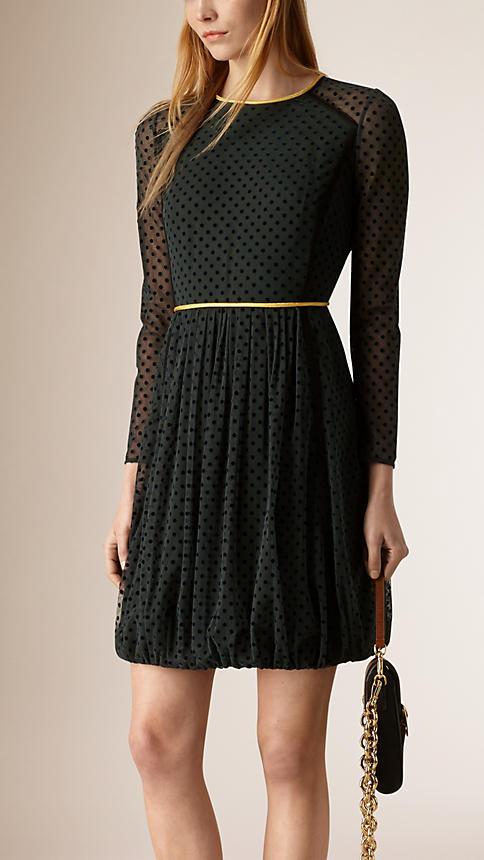 Burberry Prorsum Long-sleeved Polka Dot Tulle Dress