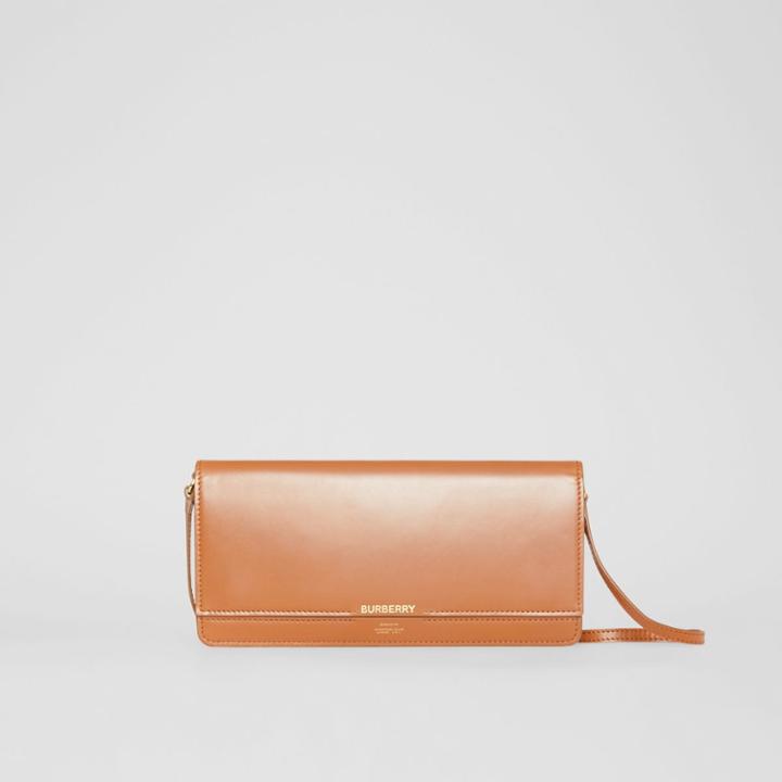 Burberry Burberry Horseferry Print Leather Bag With Detachable Strap, Beige