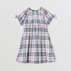 Burberry Burberry Childrens Ruched Panel Vintage Check Cotton Dress, Size: 6y, Blue