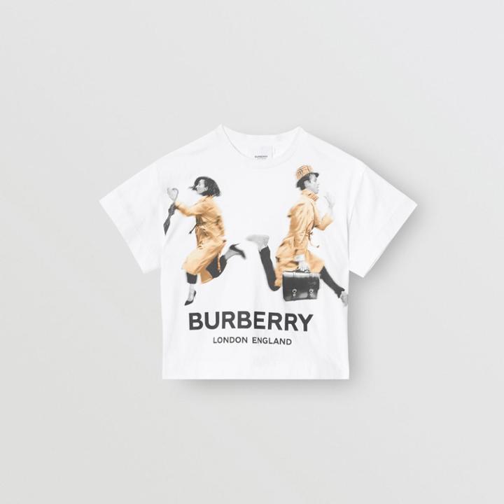 Burberry Burberry Childrens Jump Print Cotton T-shirt, Size: 10y, White