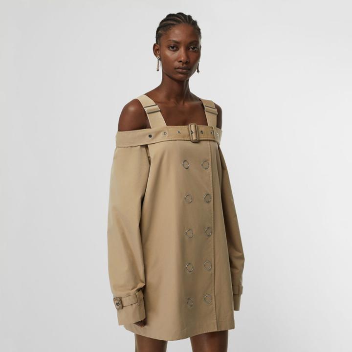 Burberry Burberry Cotton Gabardine Deconstructed Trench Dress, Size: 00, Yellow