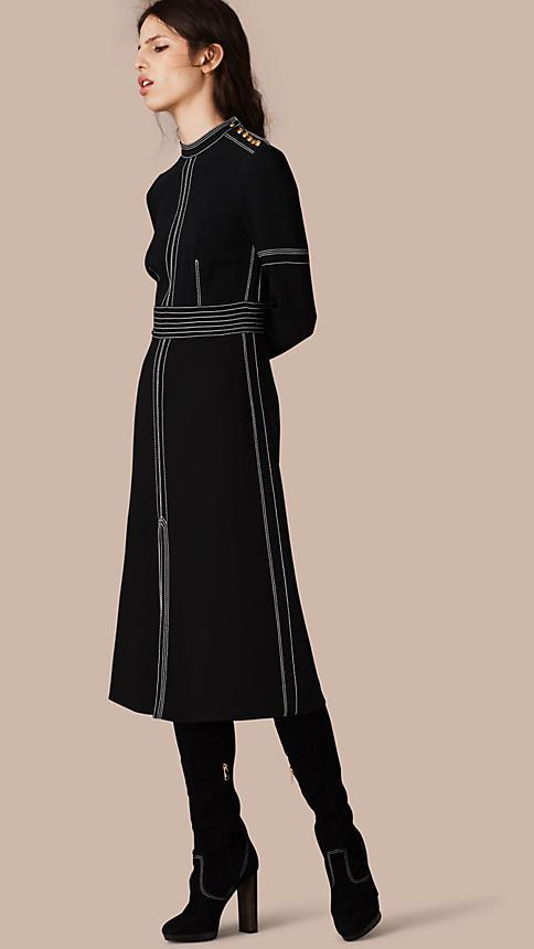 Burberry Prorsum Regimental Wool Silk Shift Dress