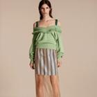 Burberry Fringed Off-the-shoulder Cashmere Sweater