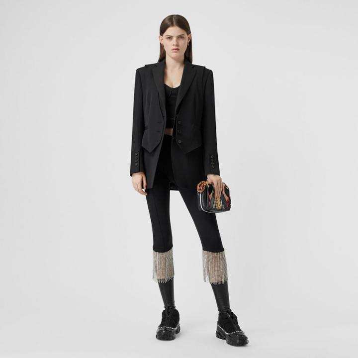 Burberry Burberry Waistcoat Detail Wool Tailored Jacket, Size: 00, Black