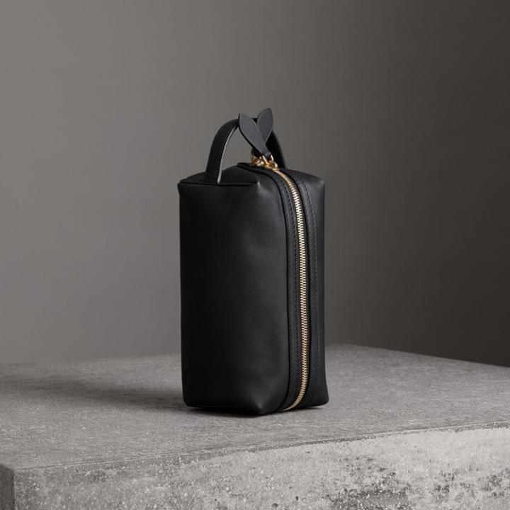 Burberry Burberry Graffiti Print Leather Pouch, Black
