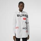 Burberry Burberry Horseferry Print Cotton Oversized Shirt, Size: 0, White