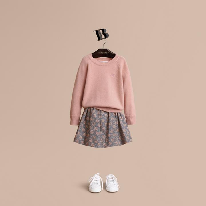 Burberry Burberry Check Detail Cashmere Sweater, Size: 4y, Pink