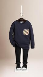 Burberry Check Pocket Cotton Jersey Top
