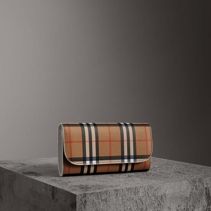 Burberry Burberry Vintage Check And Leather Continental Wallet, White