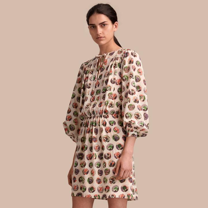 Burberry Burberry Pallas Heads Print Silk Dress With Neck Tie, Size: 06, White