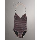 Burberry Burberry Check Detail Spot Print Halter-neck Swimsuit, Size: Xs