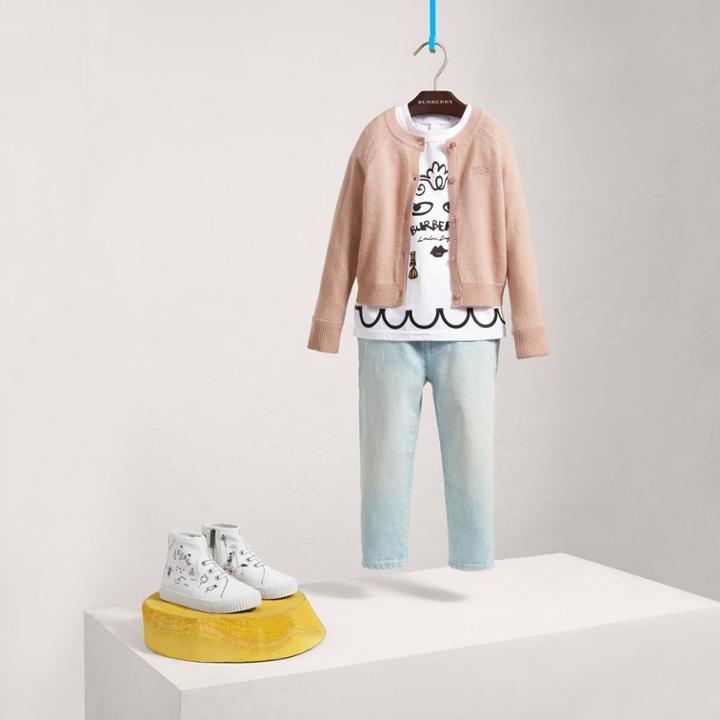 Burberry Burberry Check Detail Cashmere Cardigan, Size: 6y, Pink