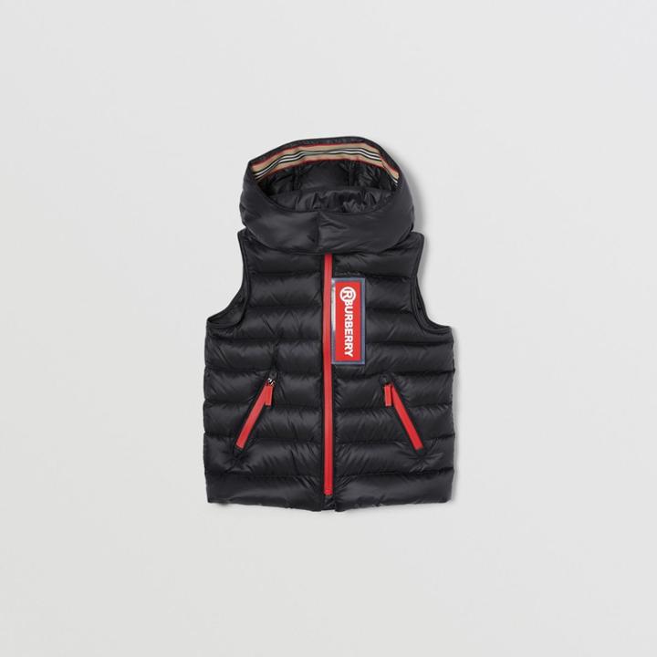 Burberry Burberry Childrens Detachable Hood Logo Appliqu Puffer Gilet, Size: 14y, Black
