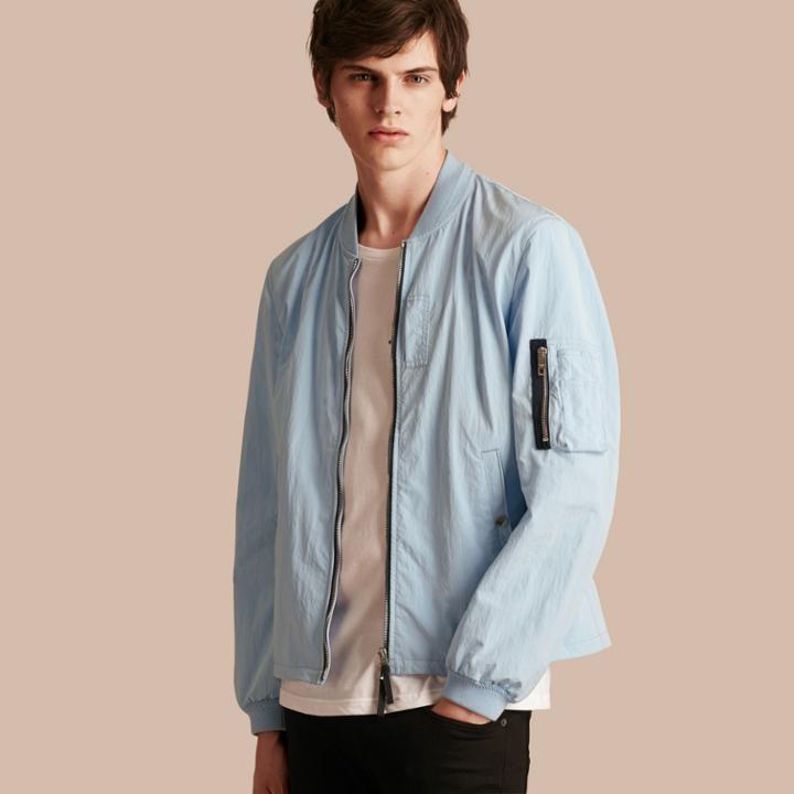Burberry Burberry Lightweight Technical Bomber Jacket, Size: 48, Blue