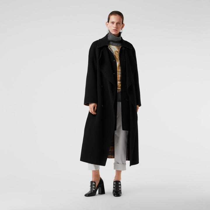 Burberry Burberry Double-front Cashmere Car Coat, Size: 00, Black