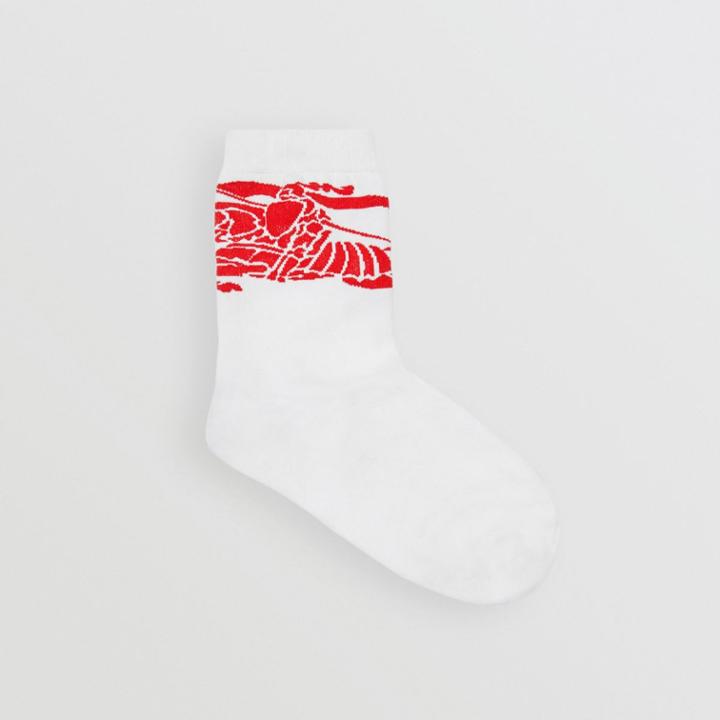 Burberry Burberry Ekd Intarsia Ankle Socks, Size: M, Red