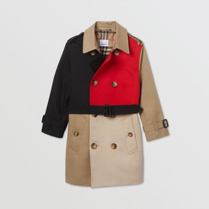 Burberry Burberry Childrens Colour Block Cotton Twill Trench Coat, Size: 4y, Yellow