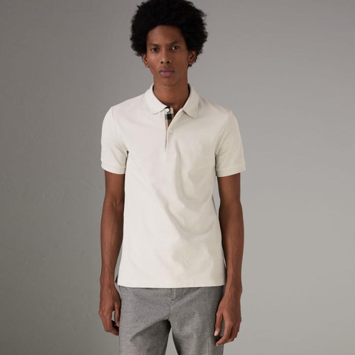 Burberry Burberry Check Placket Cotton Piqu Polo Shirt, Size: M, Beige
