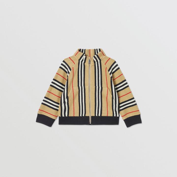 Burberry Burberry Childrens Icon Stripe Cotton Track Top, Size: 18m, Beige