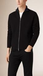 Burberry Zip Front Double-faced Wool Cardigan