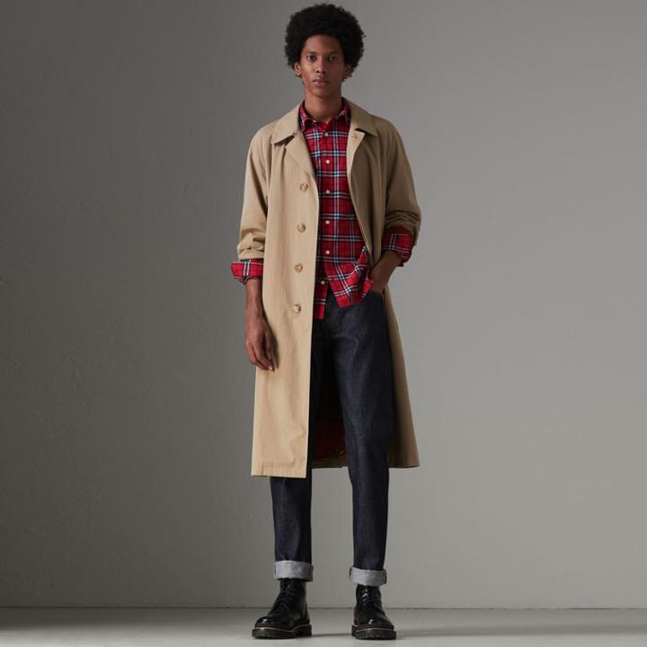 Burberry Burberry Check Cotton Shirt, Size: L, Red