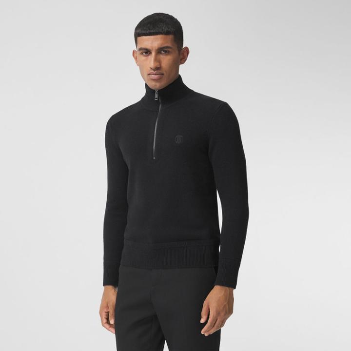 Burberry Burberry Monogram Motif Cashmere Funnel Neck Sweater, Size: Xs, Black