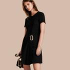 Burberry Buckle Detail Pleated Shift Dress