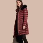 Burberry Burberry Down-filled Coat With Fox Fur Trim Hood, Size: S, Red