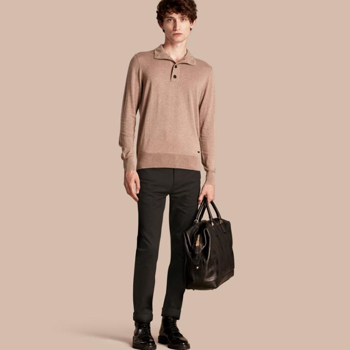 Burberry Burberry Funnel Neck Cashmere Silk Sweater, Size: Xl, Beige