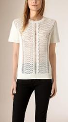 Burberry Brit Knitted Cotton Lace T-shirt