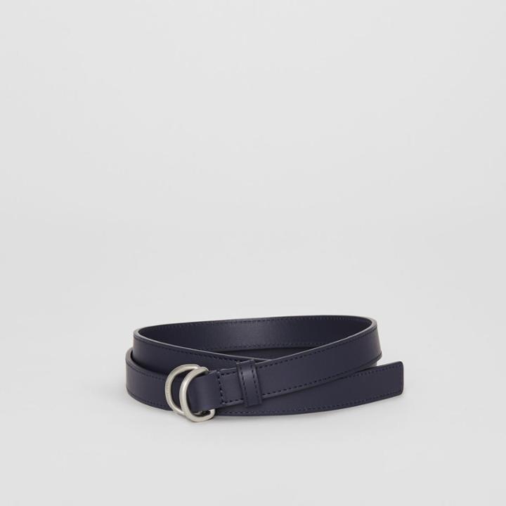 Burberry Burberry Slim Leather Double D-ring Belt, Size: 100, Blue