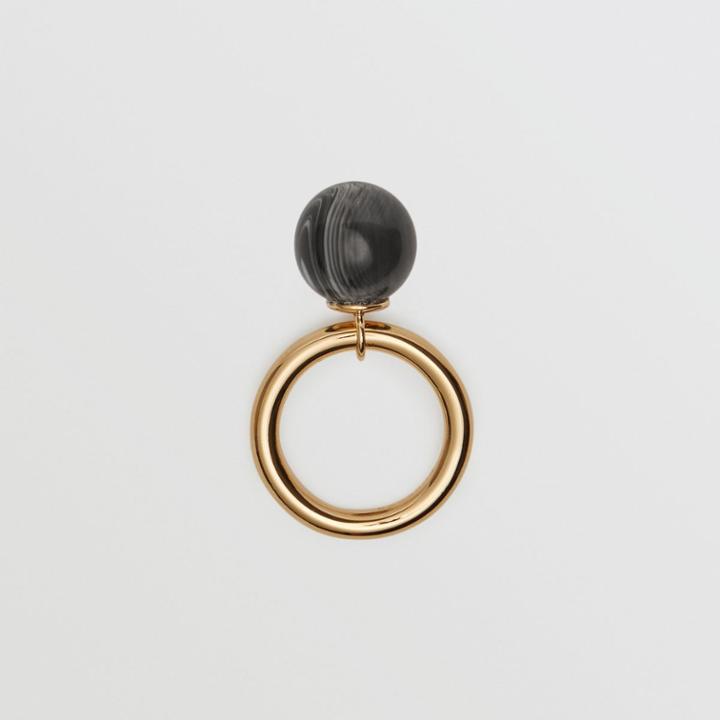 Burberry Burberry Marbled Resin Gold-plated Ring, Black