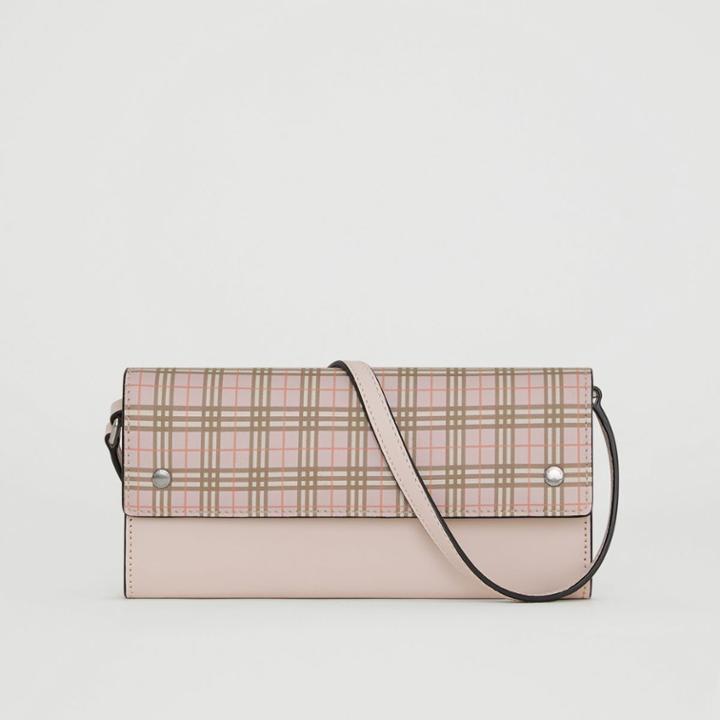 Burberry Burberry Small Scale Check Wallet With Detachable Strap, Pink