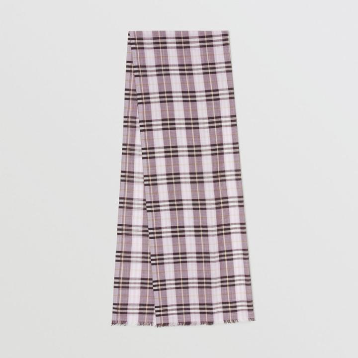 Burberry Burberry Vintage Check Lightweight Wool Silk Scarf, Purple