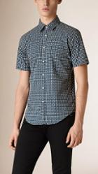 Burberry Short-sleeved Printed Cotton Silk Shirt