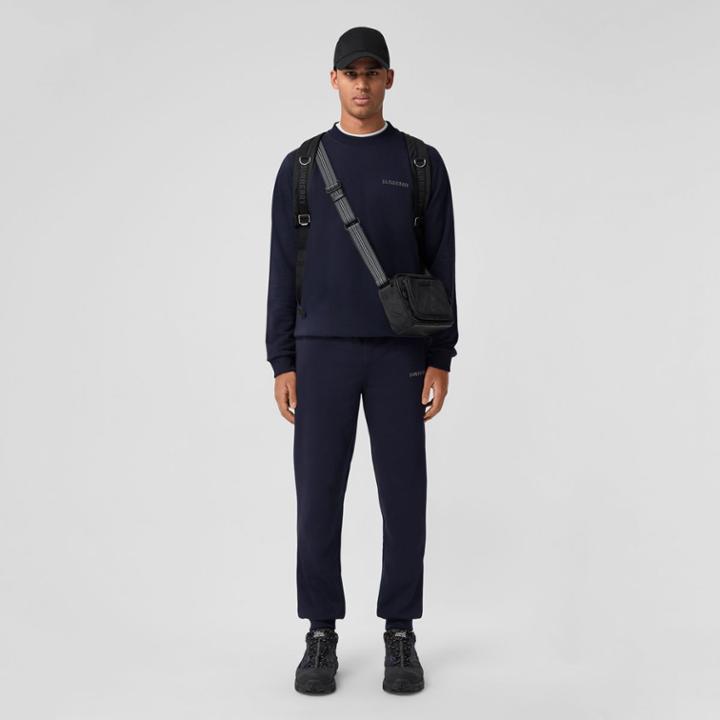 Burberry Burberry Logo Print Stretch Cotton Jogging Pants