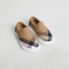 Burberry Burberry House Check And Leather Slip-on Sneakers, Size: 27, White