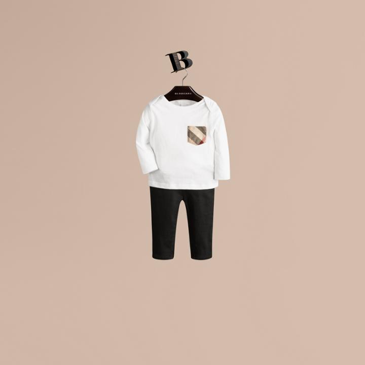 Burberry Burberry Check Pocket Long Sleeve T-shirt, Size: 3y, White