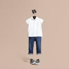 Burberry Burberry Ruched Detail Stretch Cotton Polo Shirt, Size: 14y, White