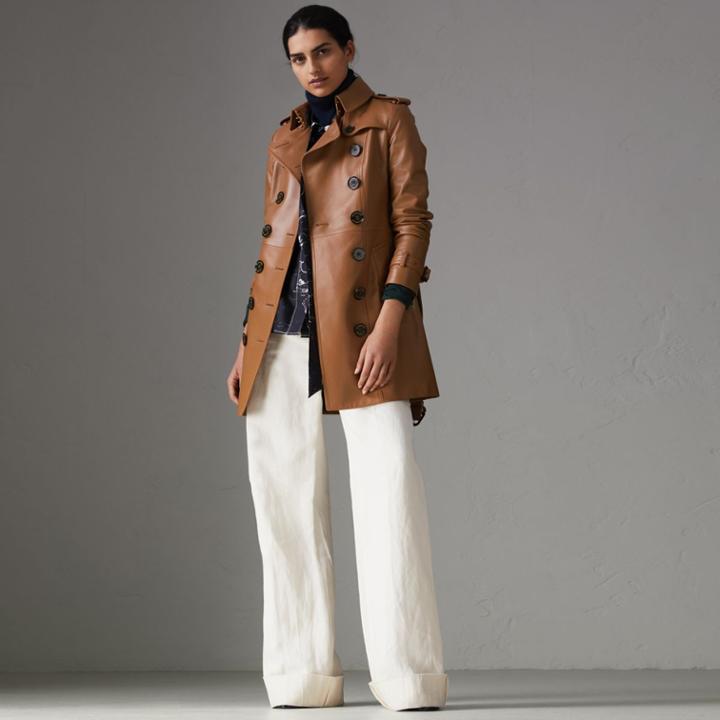 Burberry Burberry Sandringham Fit Lambskin Trench Coat, Size: 06